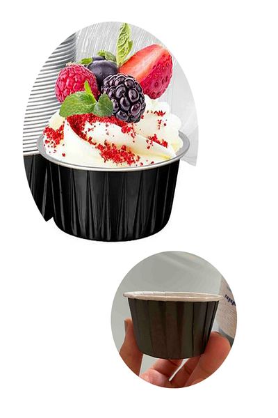 Parti dolabı 50-Piece Black Muffin Cake Mold, Cardboard Cupcake Capsule That Does Not Disintegrate in the Oven, Adult Birthday Concept