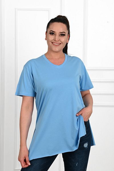 Koza Butik Tricou de damă cu decolteu în V mărime mare 1199-22