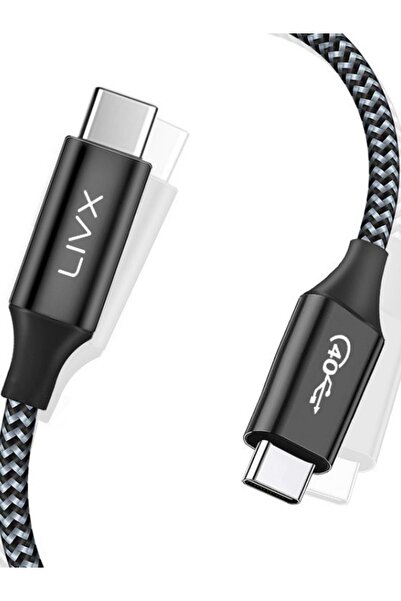 LivX Action Thunderbolt 4 Type C Kablo 100 W Pd Şarj 40 Gbps Veri Görüntü Kab...