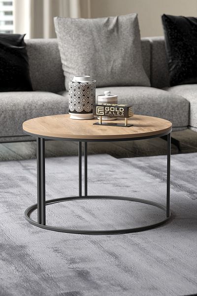 GOLDFALEZ Luxury Round Coffee Table in Walnut | Special Edition | 70cm Contemporary Design