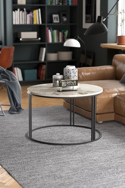 GOLDFALEZ Luxury Round Coffee Table Efes Collection | Special Edition | 70cm Modern Design