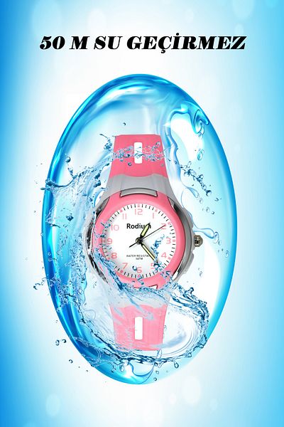 sezerekspres Children's Wristwatch Waterproof Rodium Analaog (8545) (PINK-SILVER)