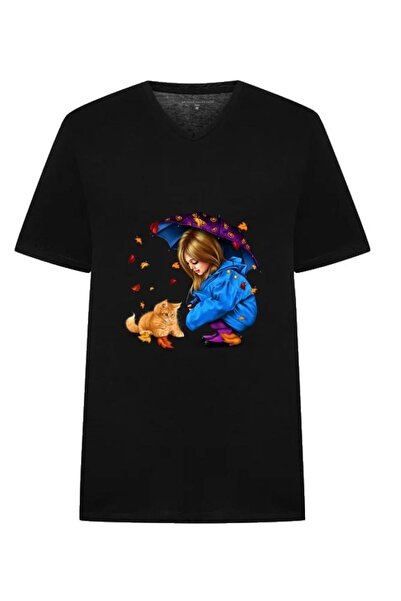 LADİJİTAL BASKI ÇÖZÜMLERİ Šareni V-izrez Digital Štampano T-shirt