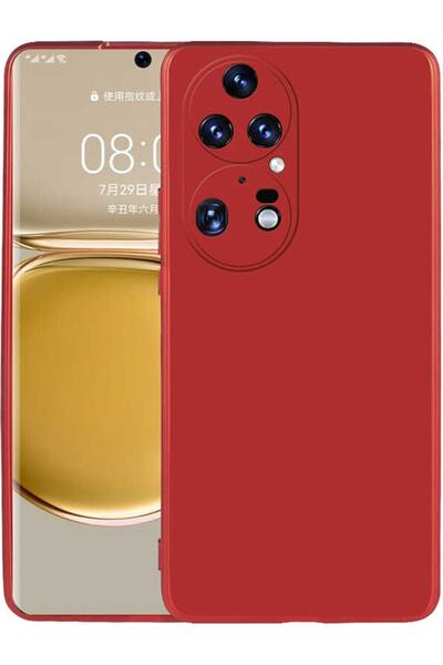 Case 4U Huawei P50 Pro Kılıf Klasik Mat Renkli Yumuşak Premier Silikon Kırmızı