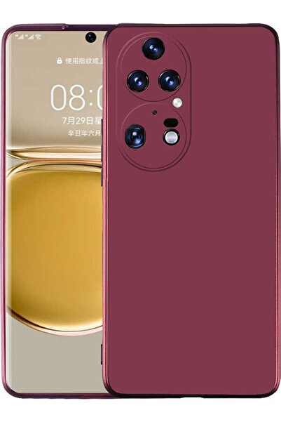 Case 4U Huawei P50 Pro Kılıf Klasik Mat Renkli Yumuşak Premier Silikon Mürdüm