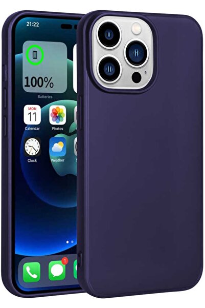 Case 4U Iphone 14 Pro Kılıf Klasik Mat Renkli Yumuşak Premier Silikon Lacivert