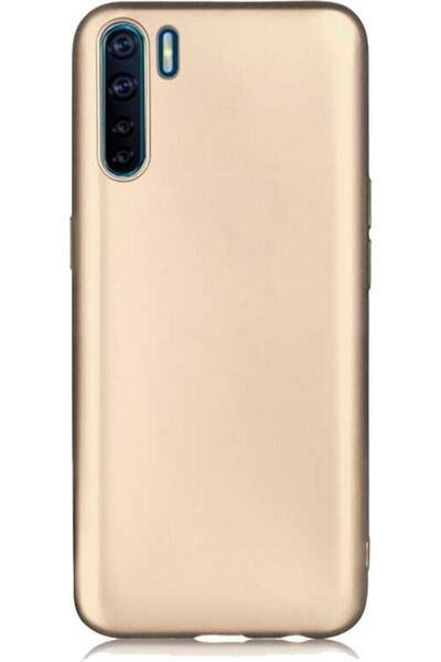 Case 4U Oppo A91 Kılıf Klasik Mat Renkli Yumuşak Premier Silikon Altın
