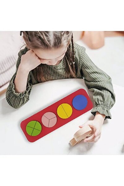 MartinaCole Ahşap Puzzle 10 Parça Kesirleri Öğreniyorum - Kırmızı