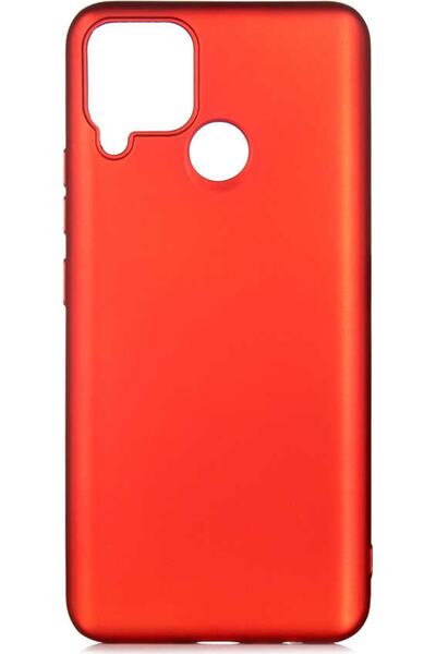 Case 4U Realme C15 Kılıf Klasik Mat Renkli Yumuşak Premier Silikon Kırmızı