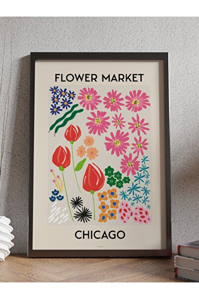 Mudi Store Chicago Soyut Çiçek Modern Poster Çerçevesiz Duvar Tablosu Sanatsa...