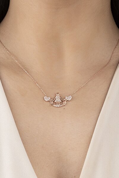 ESSARE 925 Ayar Gümüş Kalp Detay Anne Ve Bebekler Kolye