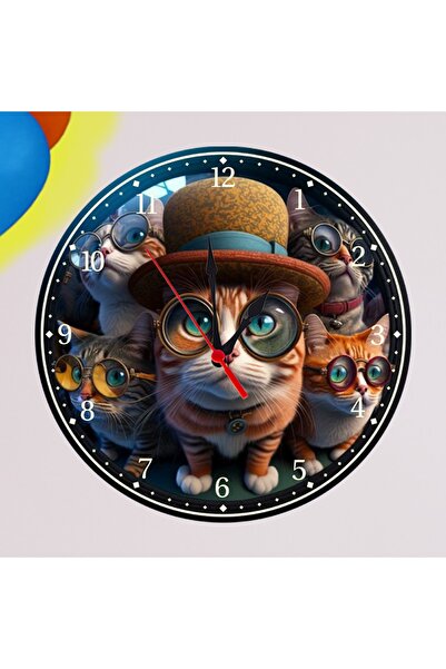 eryatex ساعة حائط لغرفة الأطفال على شكل قطة وساعة حائط على شكل قطة وزخارف حائط على شكل قطة