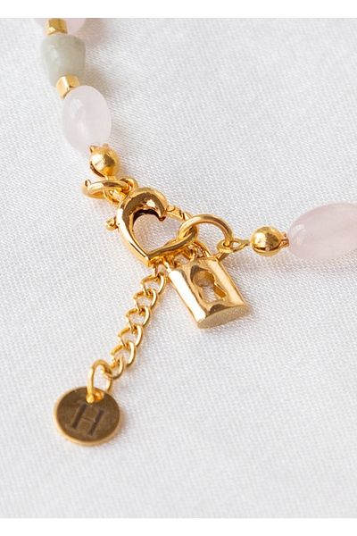 CHARMLUCKY Natural Morganite Stone Bracelet
