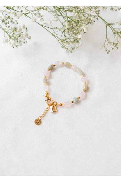 CHARMLUCKY Natural Morganite Stone Bracelet