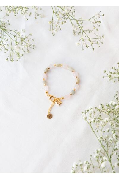 CHARMLUCKY Natural Morganite Stone Bracelet
