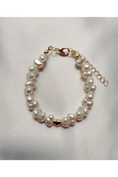 M Miel سوار اللؤلؤ الباروكي الملون مع سوار اللؤلؤ على شكل قلب