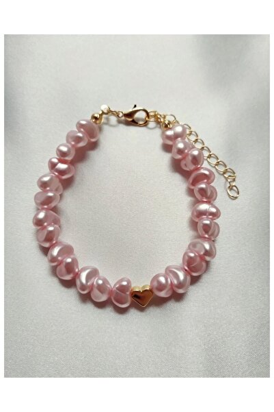 M Miel سوار اللؤلؤ الباروكي الملون مع سوار اللؤلؤ على شكل قلب