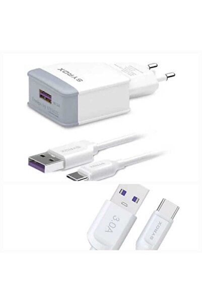 Syrox Q32 3.0A 18W 1mt USB-A - Type-C Kablolu 1xUSB-A Port Çıkışlı Şarj Cihazı - Beyaz