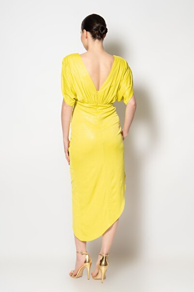 RENGIN Omzu Ve Eteği Büzgülü Örme Kumaş Elbise