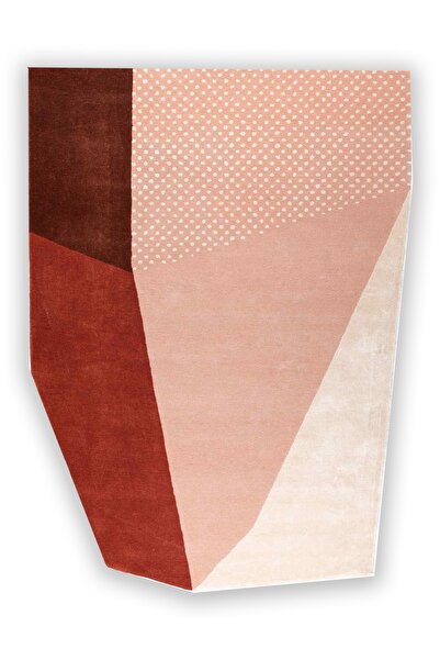 Rugs Modern Halı Asimetrik Form Pudra Bej Puantiye Desenli Dekoratif Dokuma T...