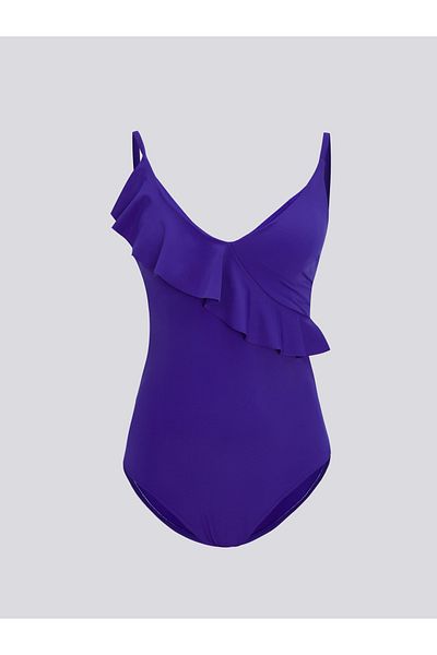 LC Waikiki Lcw Dream V-Neck - Γυναικείο μαγιό με τιράντες και λεπτομέρεια βολάν