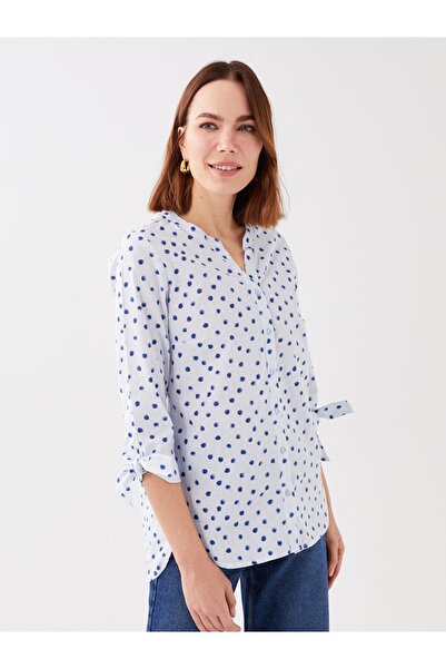LC Waikiki Kadın Kaçık Yaka Puantiyeli Gömlek