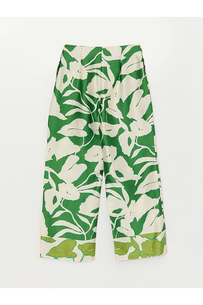 LC Waikiki Bequeme gemusterte Damenhose mit weitem Bein