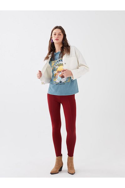 LC Waikiki Women's Tights with Elastic Waist and Stitching Detail