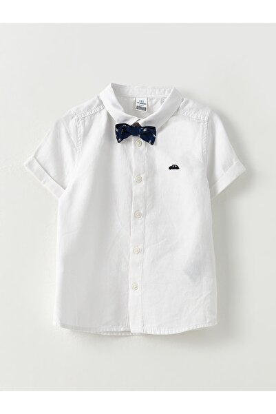 LC Waikiki قميص للأطفال الرضع بأكمام قصيرة وتطريز مفصل وربطة عنق، عبوة من قطعتين