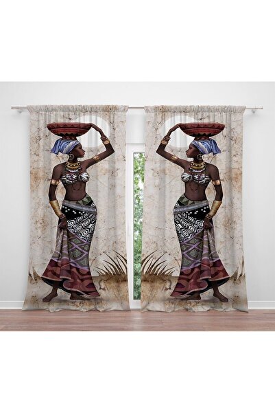 ADY DEKOR Perdele de fundal cu model Kacela Girl Carrying Plate (Preț cu o singură aripă)