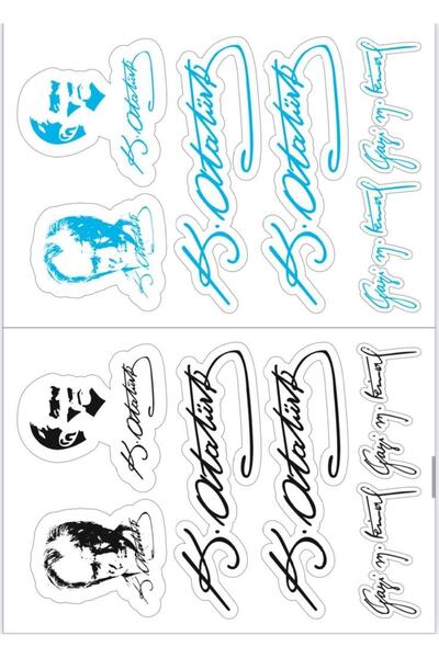 sticker Motosiklet Kask Laptop Telefon Çıkartma Atatürk Baskı Ve Imza