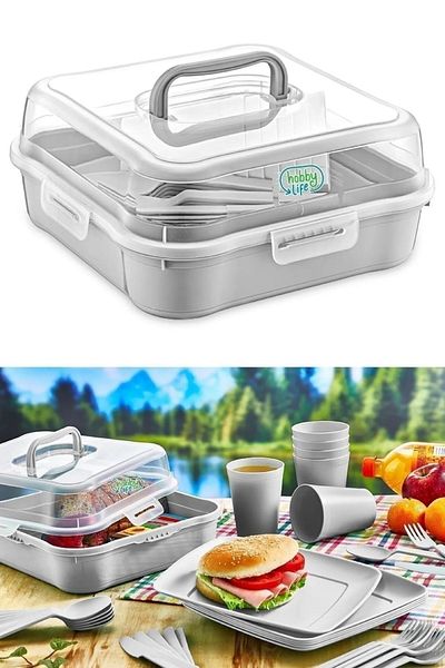 Turuncu Portakal Quality Original Magic Camping and Picnic Set for 6 People with Bag (32 PIECES)