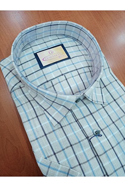 güncüoğlu Short Sleeve Pocketed 100% Cotton Classic Men's Shirt