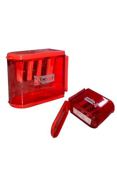 Mikro Mk-2025 Three-Eye Pencil Sharpener - Red