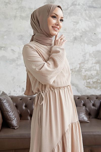 InStyle Merya Tunel Belted Soft Ayrobin Φόρεμα - Μπεζ