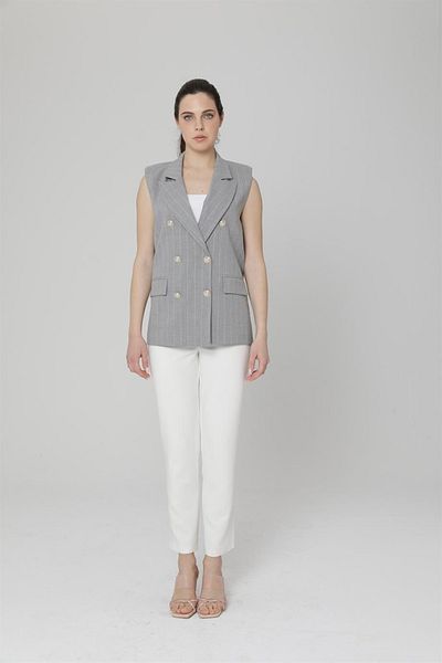 METANİA Short Vest with Gold Button Accessories