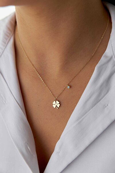 YAVUZ KUYUMCULUK 14 Ayar Altın Boncuklu Yonca Kolye