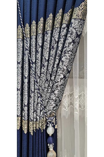 ISSA TEKSTIL Issa Pano Fon Perde Lacivert Gümüş (((tek Kanat)))(sık Pıle)(en 100 X 250 Boy)