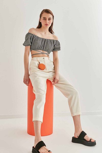 Vitrin Women's Ecru Front Pleat Detailed Carrot Trousers