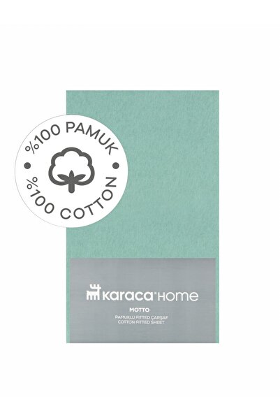Karaca Home Motto Penye Fitted Двоспальне простирадло 160x200+30 см Зелене