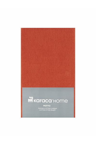 Karaca Home Motto Combed Cotton Fitted Double Bed Sheet 160x200+30 Cm Orange