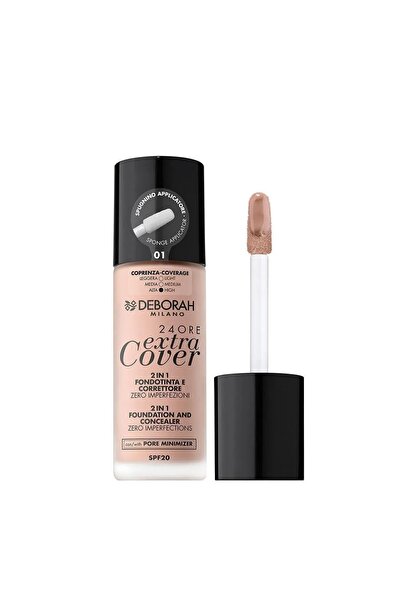 Deborah 24ore Extra Cover Spf20 Yüksek Kapatıcı Likit Fondöten No: 01 Fair