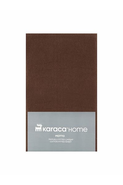 Karaca Home Motto Combed Cotton Fitted Double Bed Sheet 160x200+30 Cm Brown