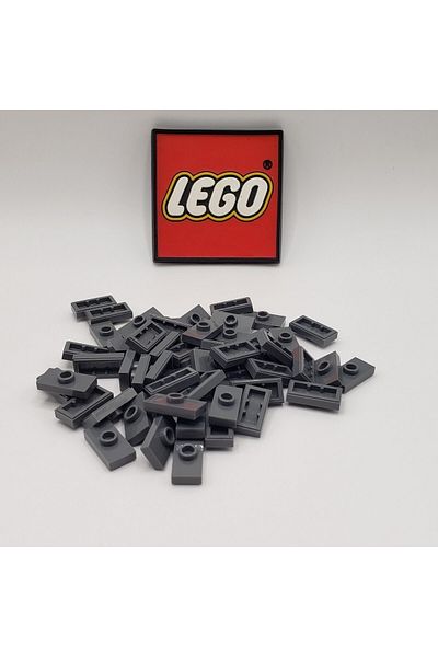 LEGO Moc Accessory Plate Modified 1 X 2 Jumper Dark Gray Flat Tile Brick 4 Pieces Will Be Sent