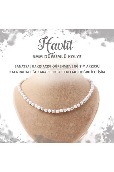 Deniz Doğal Taş قلادة من الحجر الطبيعي معقودة من هافليت 6 ملم