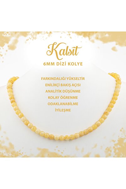 Deniz Doğal Taş Sertifikalı Kalsit 6 Mm Dizi Doğal Taş Kolye