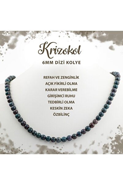 Deniz Doğal Taş Sertifikalı Krizokol 6 Mm Dizi Doğal Taş Kolye