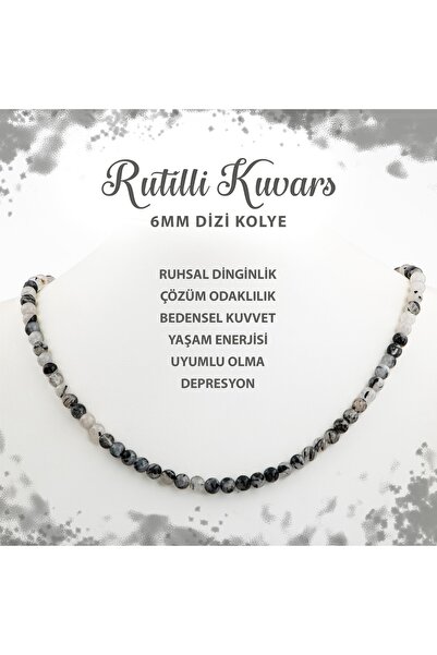 Deniz Doğal Taş Sertifikalı Rutilli Kuvars 6 Mm Dizi Doğal Taş Kolye