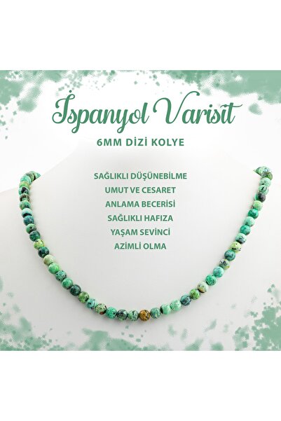 Deniz Doğal Taş Sertifikalı Ispanyol Varisit 6 Mm Dizi Doğal Taş Kolye