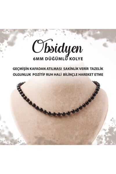 Deniz Doğal Taş Sertifikalı Golden Obsidyen 6 Mm Düğümlü Doğal Taş Kolye